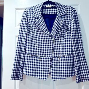 CHICOS Navy Blue & white, zipper jacket, light & soft by Chicos size 1 (8-10)